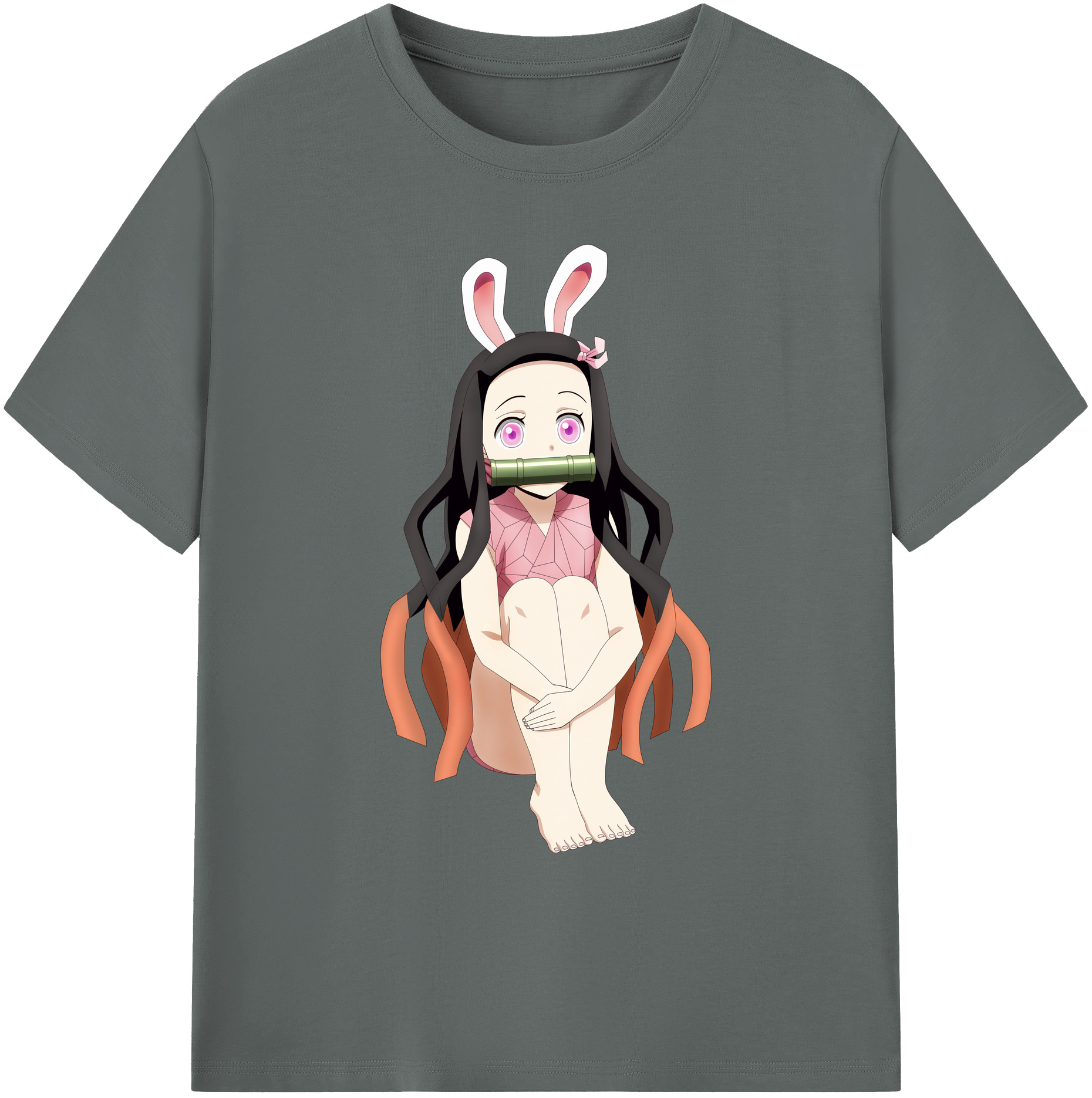 （画像用） 鬼滅の刃（きめつのやいば）竈門 禰󠄀豆子／かまど ねずこ Kamado Nezuko 綿100％ メンズ半袖Tシャツ｜肌触りやわらか＆通気性